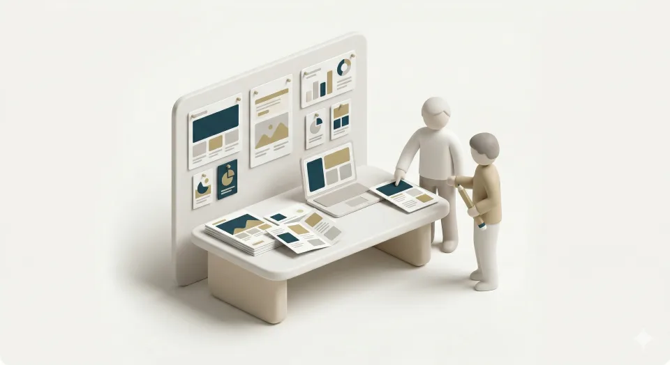 Illustration representing agencies and marketing teams using campaign print materials.